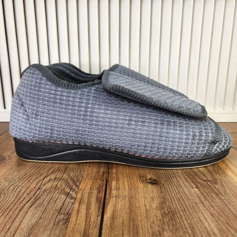 Silverts Slip Resistant Slippers Mens Sz 13 Blue Adjustable Senior Comfort Shoes